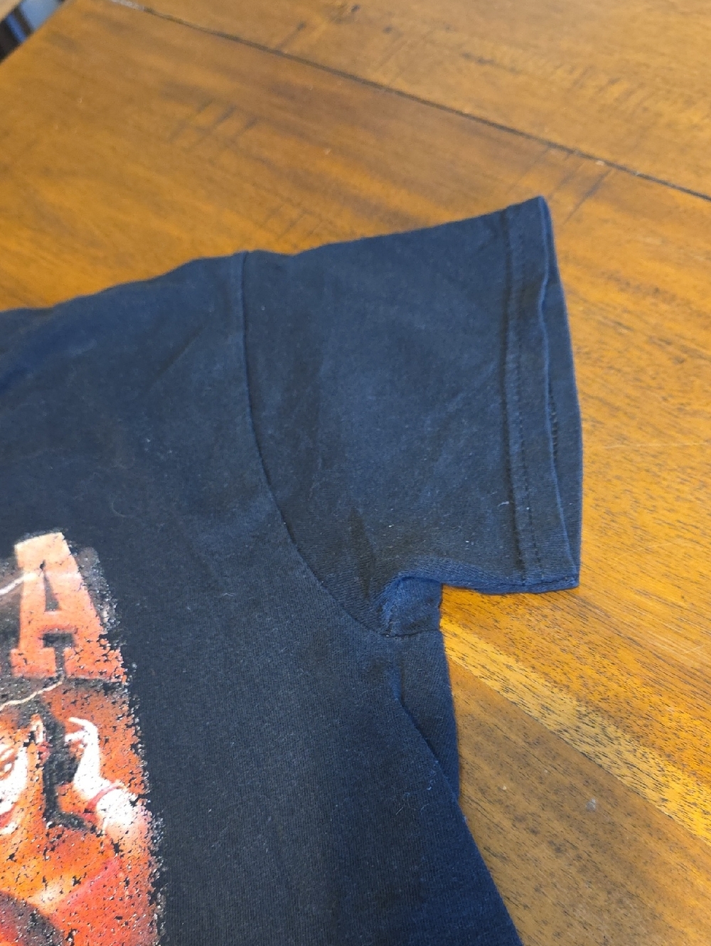Rihanna Black Tee with Orange-Pink Band Graphic - Picture 6 of 8